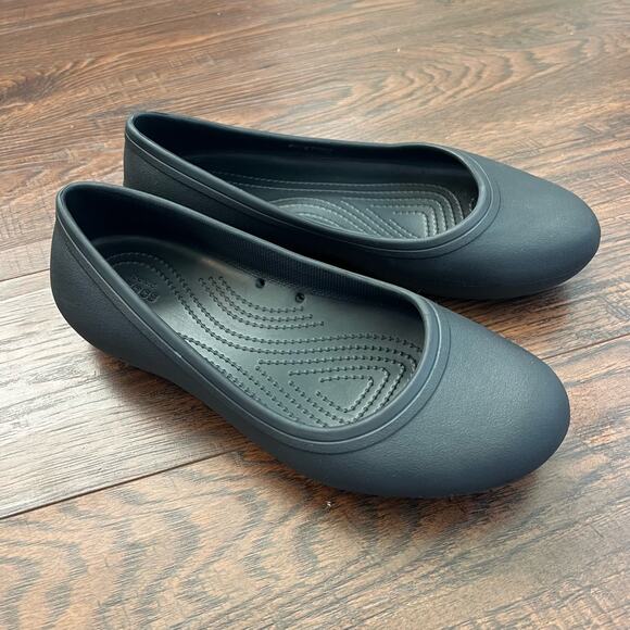 Crocs Black Classic Ballet Slip On Flats Comfort Womens Size 9 - Picture 1 of 9